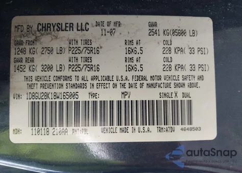 2008 Dodge Nitro Sxt z USA, uszkodzony, nr VIN 1D8GU28K18W165005